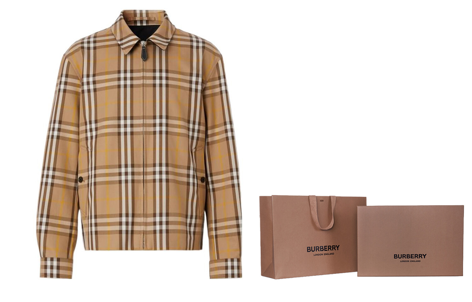Куртка Burberry Харрингтон двусторонняя клетчатая хлопковая, коричневый — фото 3