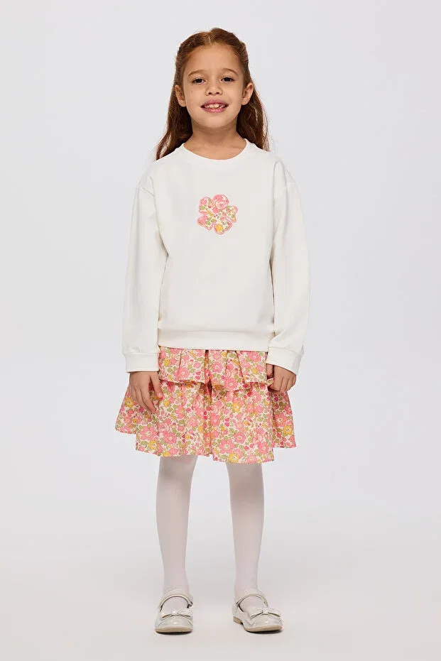 Детские свитшот для девочек с принтом Made With Liberty Fabric, Ekru