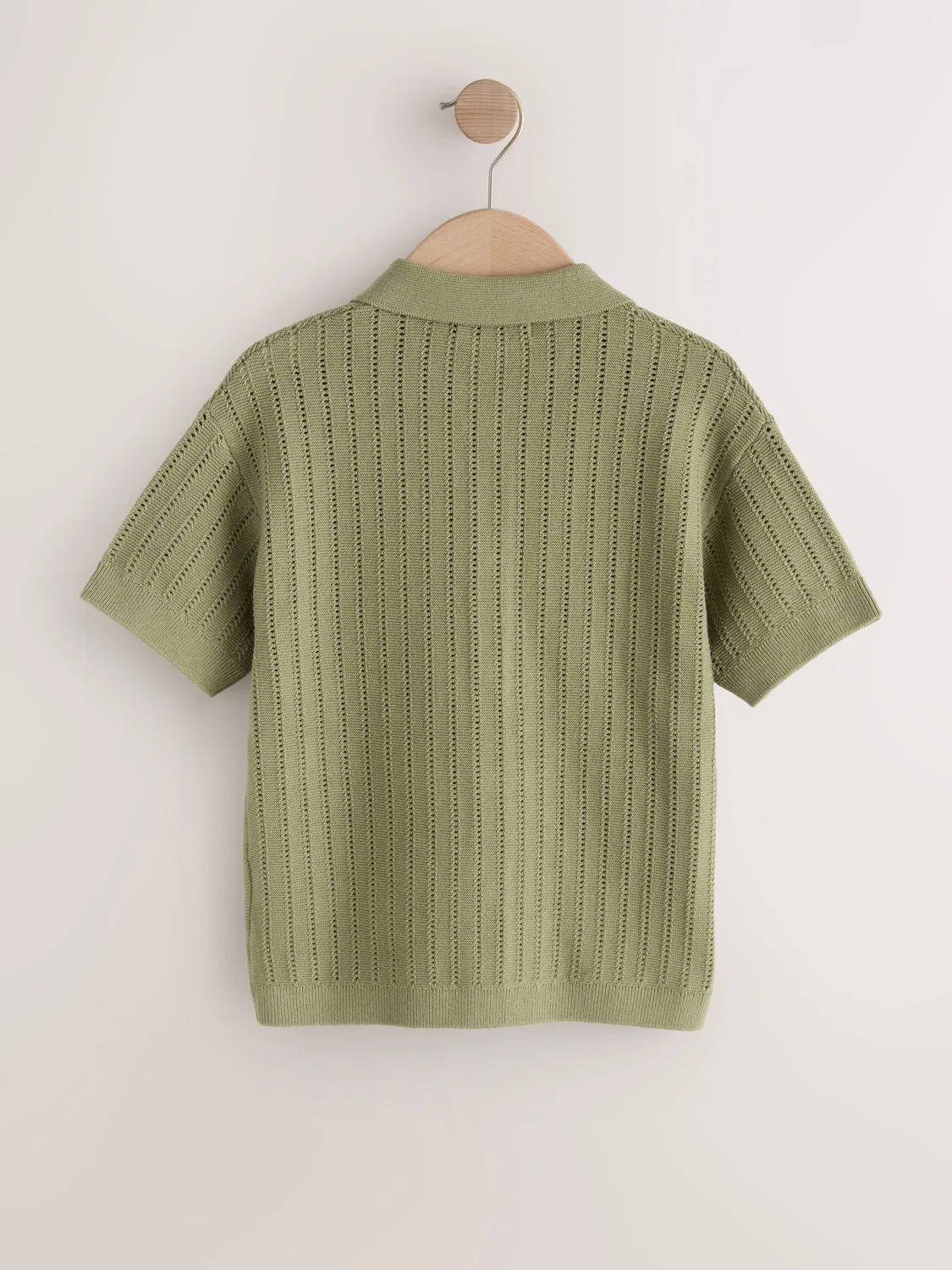 Поло из трикотажа с отложным воротником, текстурированное, Khaki Green Next — фото 2
