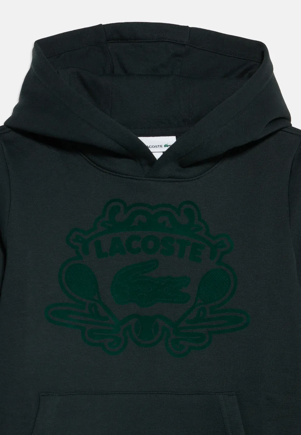 Худи унисекс с бархатным рисунком Lacoste, Dark Green — фото 3
