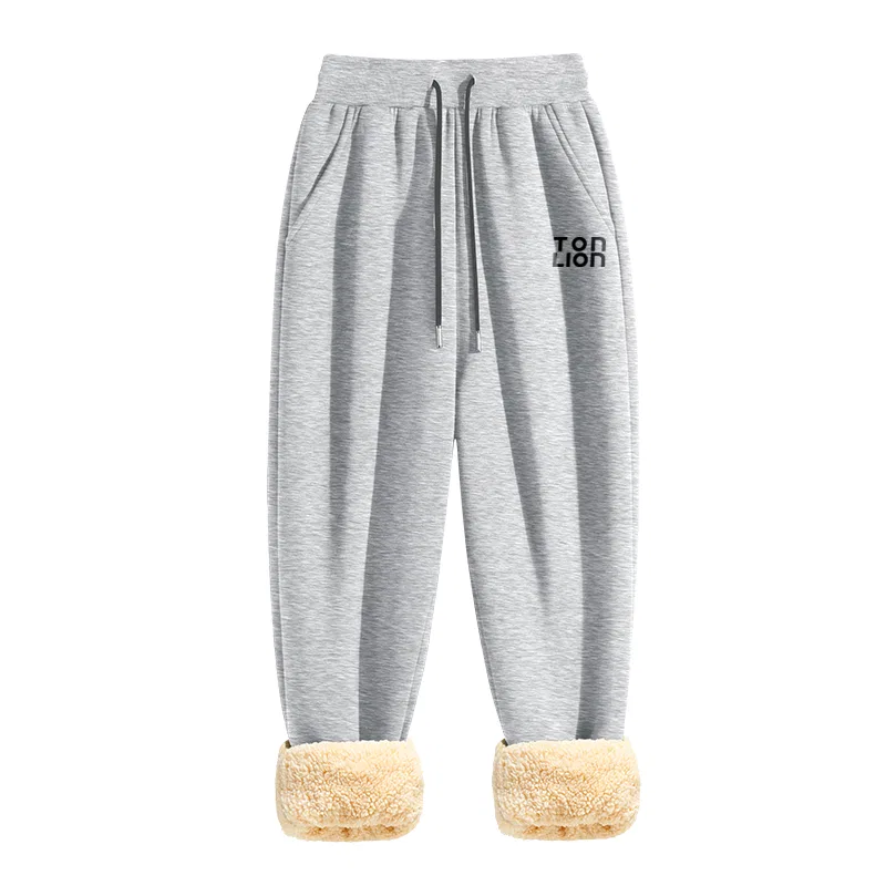 Детские утепленные штаны из флиса с принтом Tonlion, Цвет: (Extra Thick Lambswool)Heather Grey (tb slanted line label)