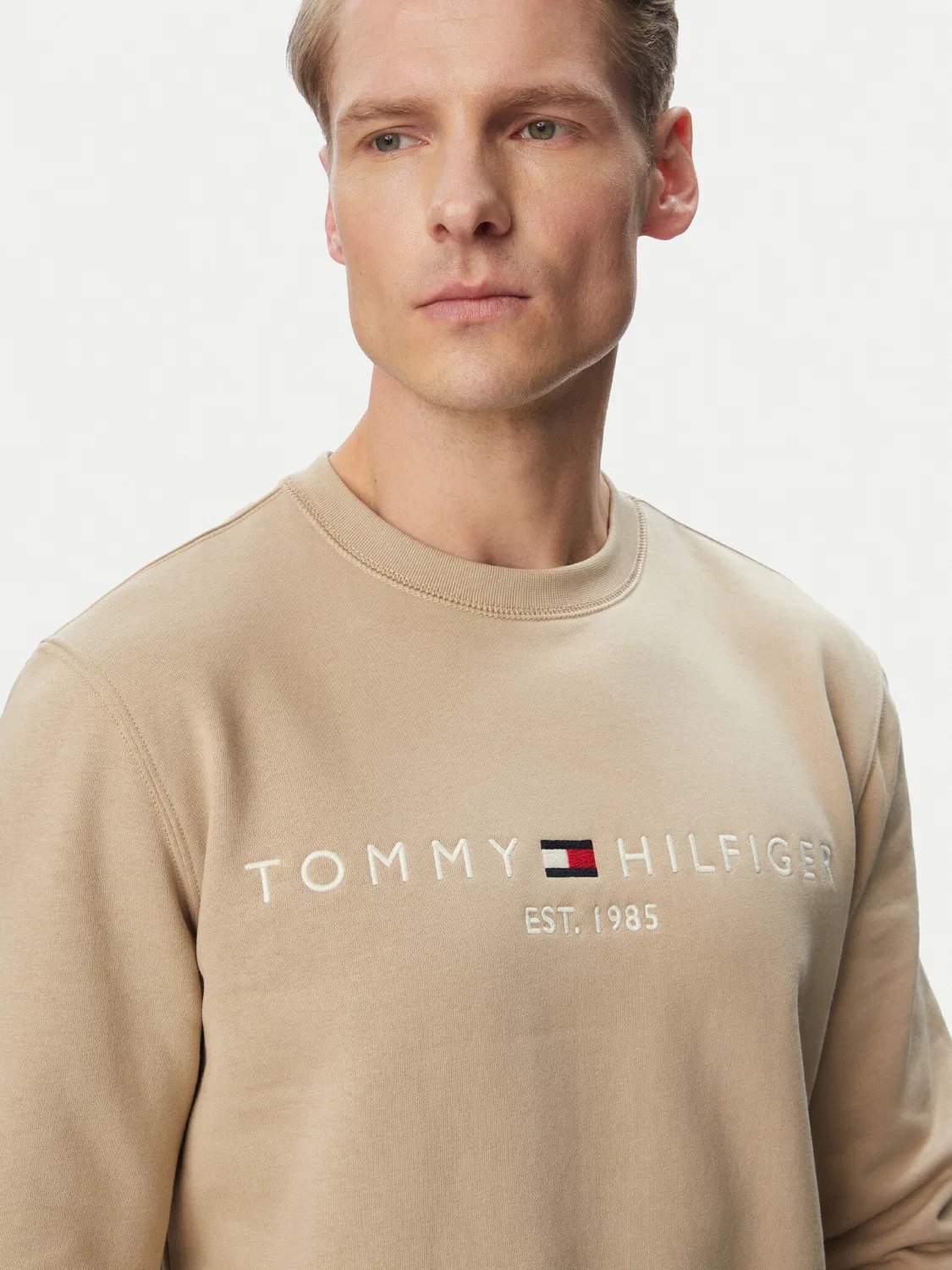Мужская толстовка стандартного кроя Logo Tommy Hilfiger, бежевый — фото 4