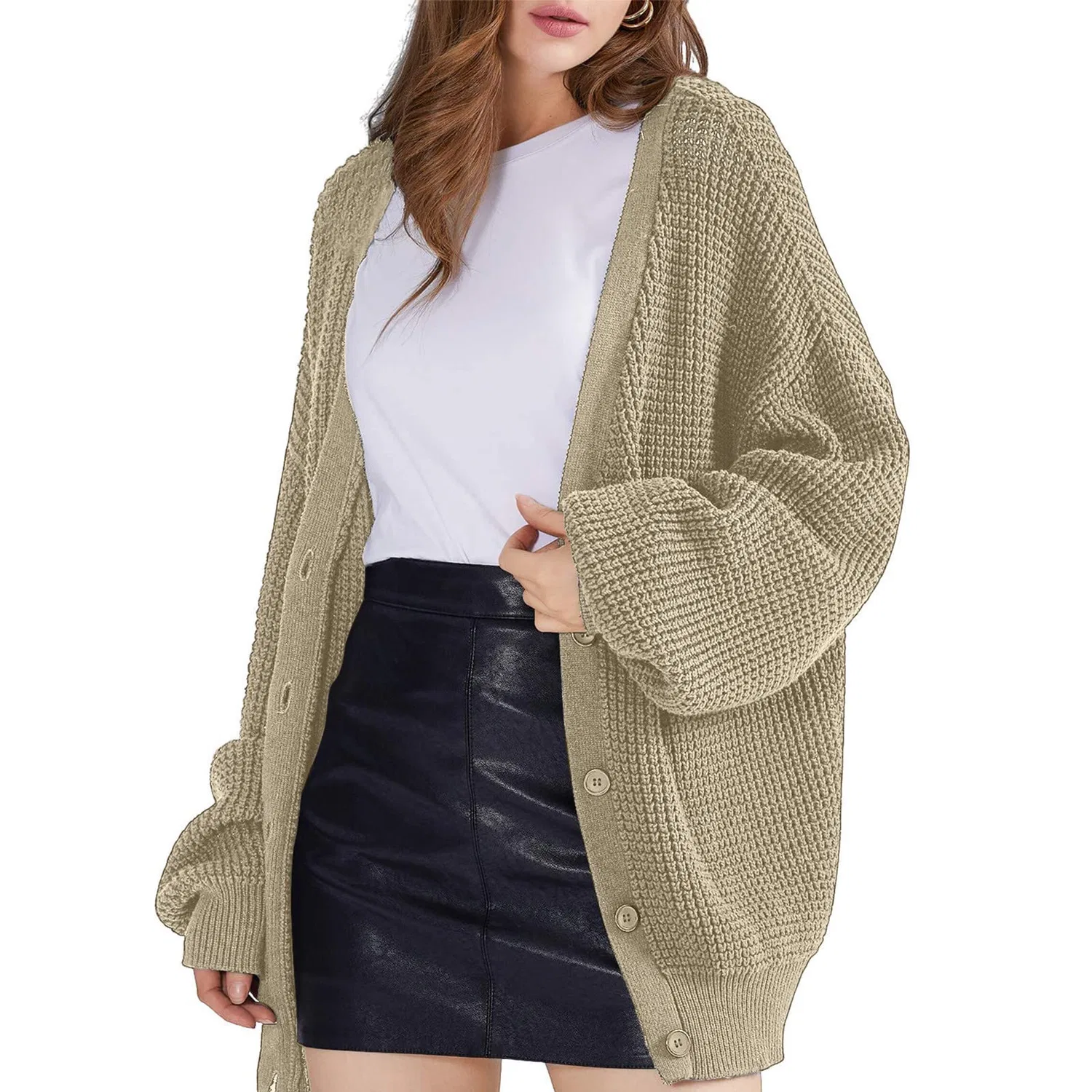 Женское пальто с длинным рукавом Vintage Casual Loose Coat, beige — фото 3