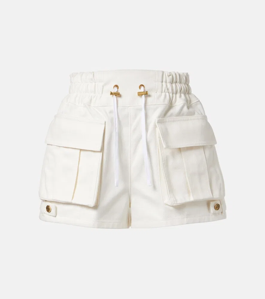 Джинсовые шорты-карго Balmain, белый
