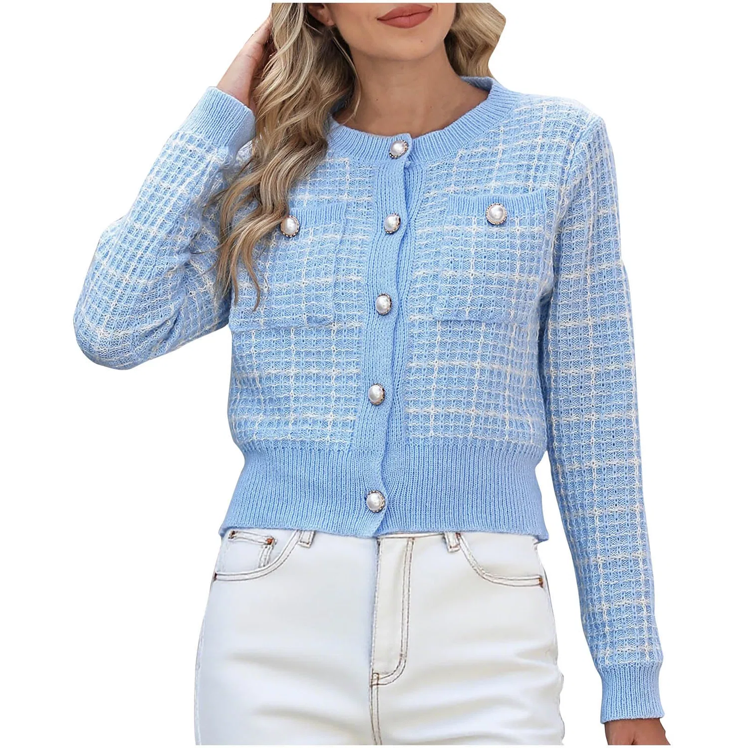 Женская куртка свободного кроя с молнией и карманами, Blue