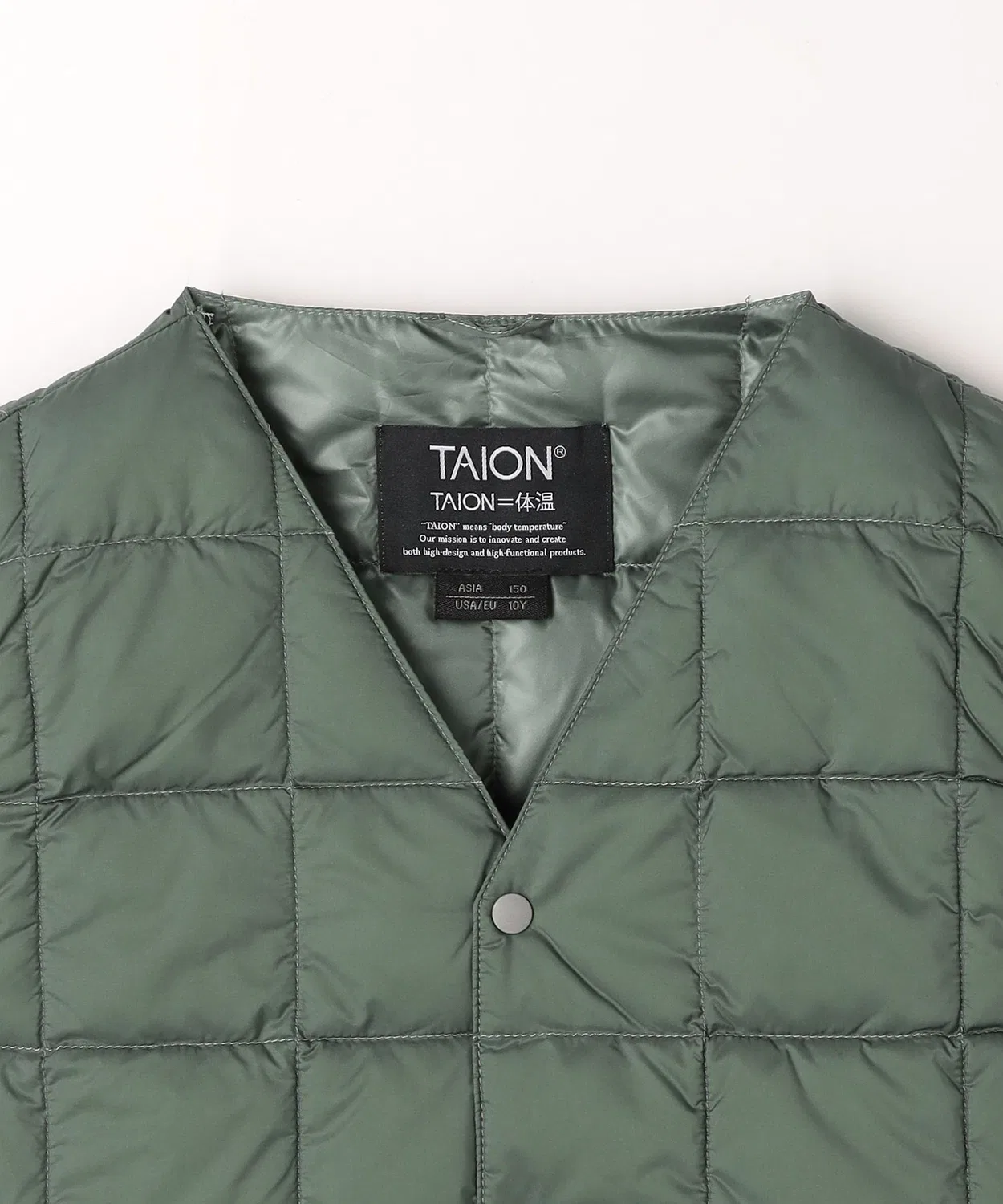 Детский жилет утепленный с V-образным вырезом TAION V-Neck Button Inner Down Vest green label relaxing, Kelly Green — фото 3
