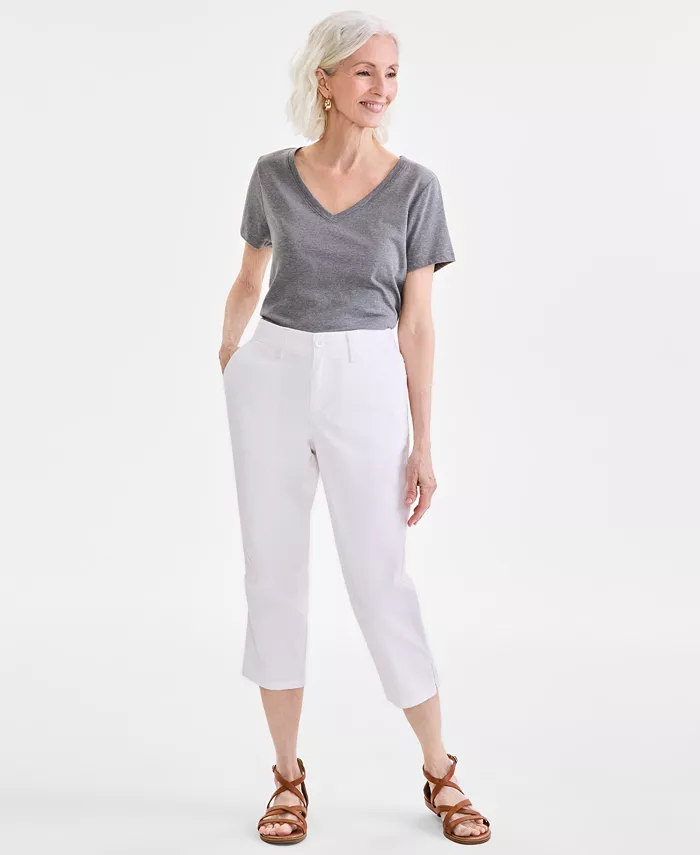 

Женские капри с комфортной талией средней посадки, Regular & Petite Style & Co, белый