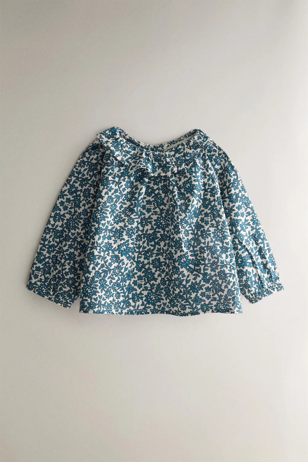 Детская рубашка с цветочным принтом ZARA, Ecru/Blue