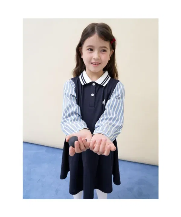 Платье поло с воротником, школьная форма, Beanpole Kids, темно-синий — фото 2