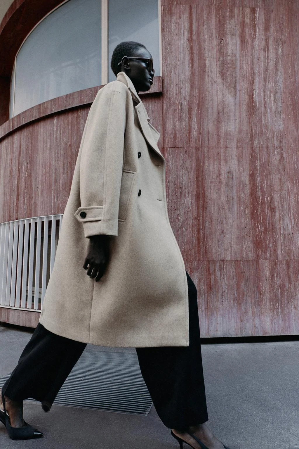 Пальто Zara Oversize Soft, бежевый — фото 3