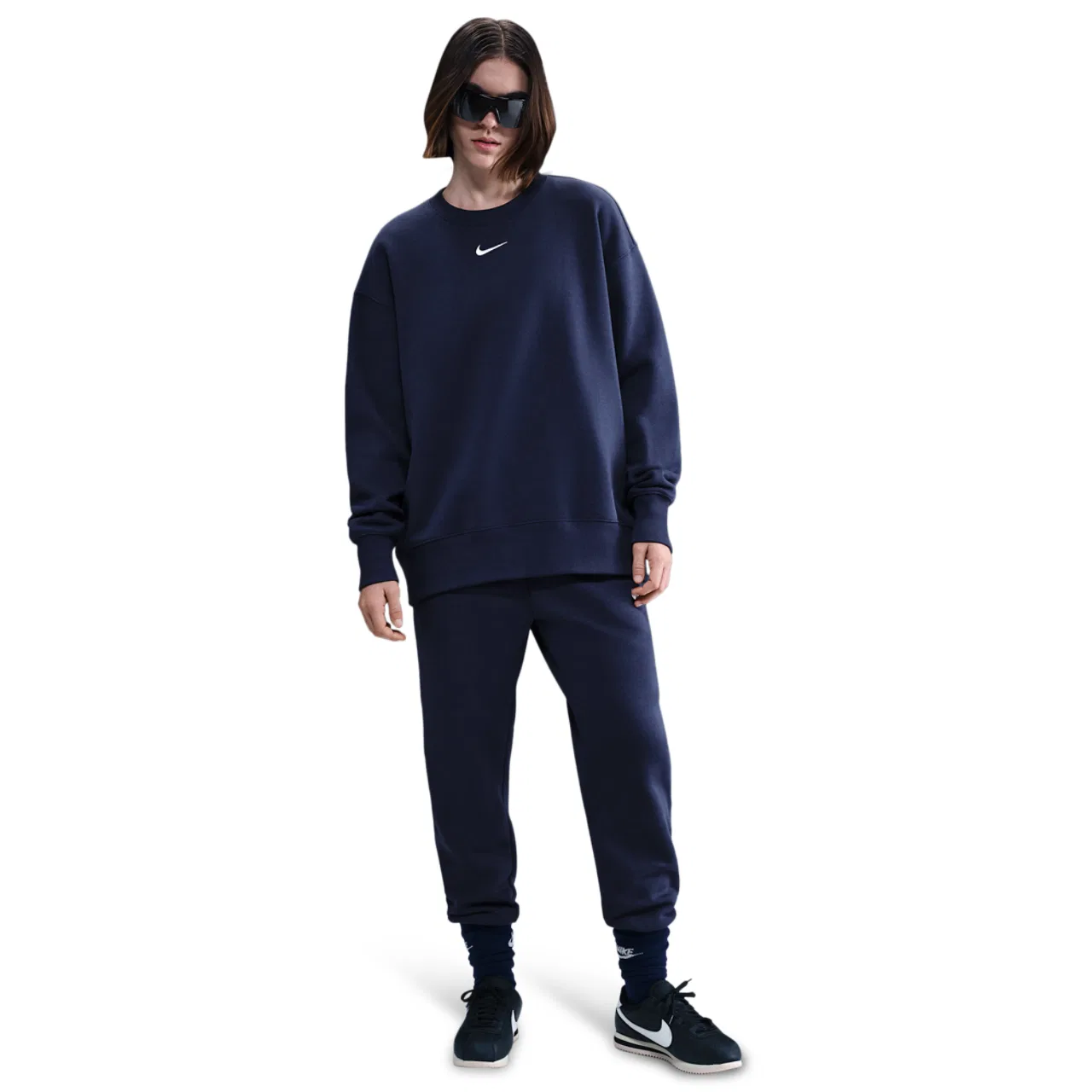 Женская флисовая кофта Phoenix Fleece Nike, цвет Sail/Midnight Navy — фото 3