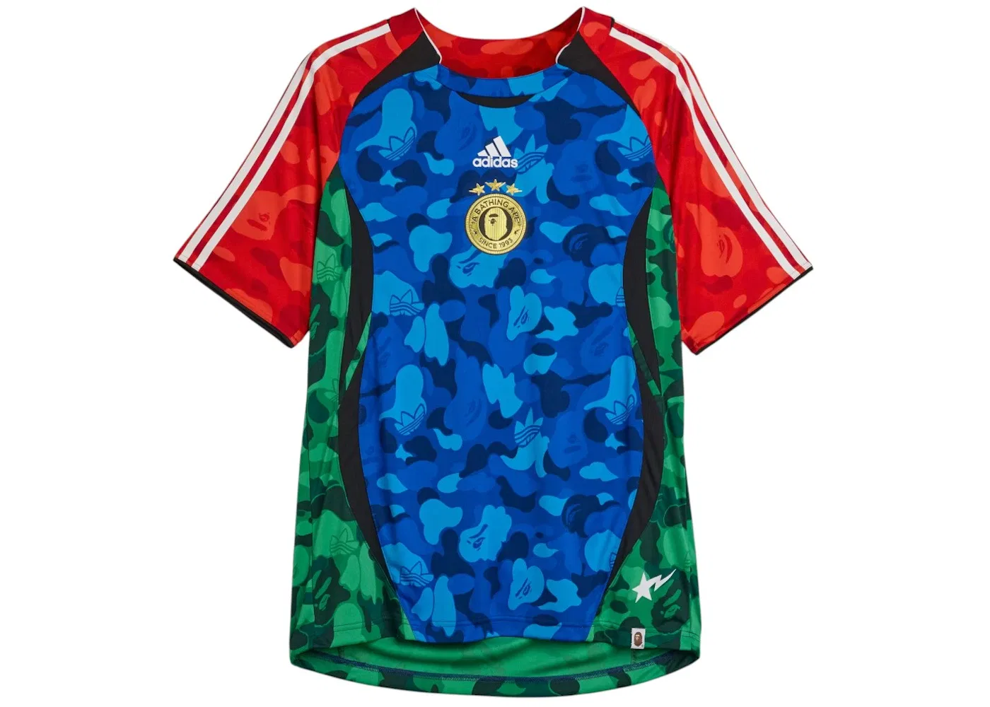 Мужская футболка с принтом Adidas x BAPE Teamgeist Home Tee, Blue/Red/Green
