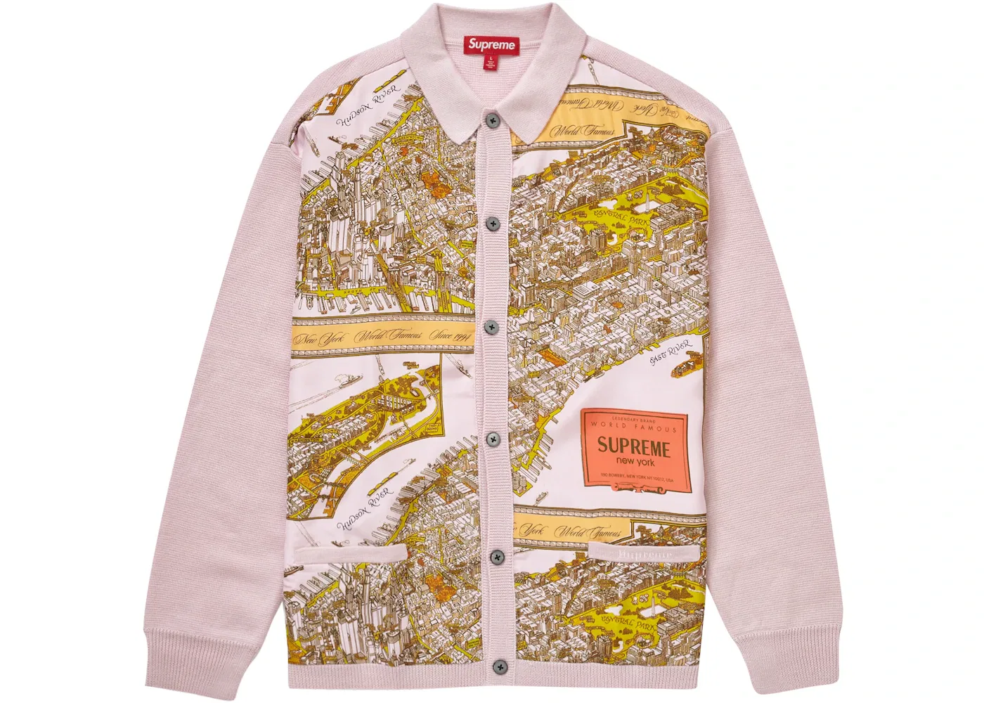 Мужской кардиган с принтом Supreme Silk Map Cardigan, Pink