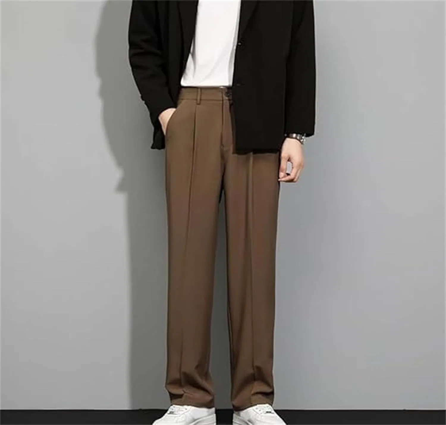 Мужские брюки с утягивающим эффектом, модель Stretch Dress Casual Pant, коричневый — фото 3