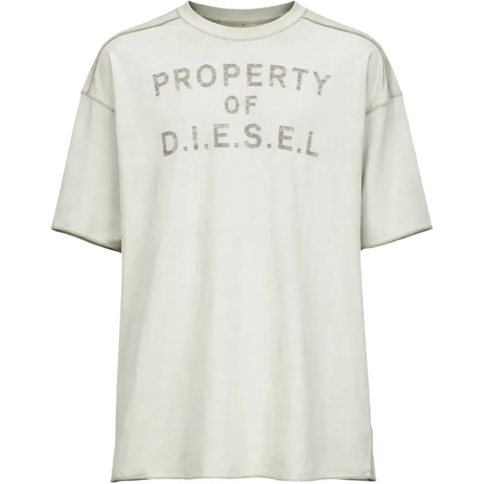 Футболка с необработанным краем, DIESEL, Light Gray