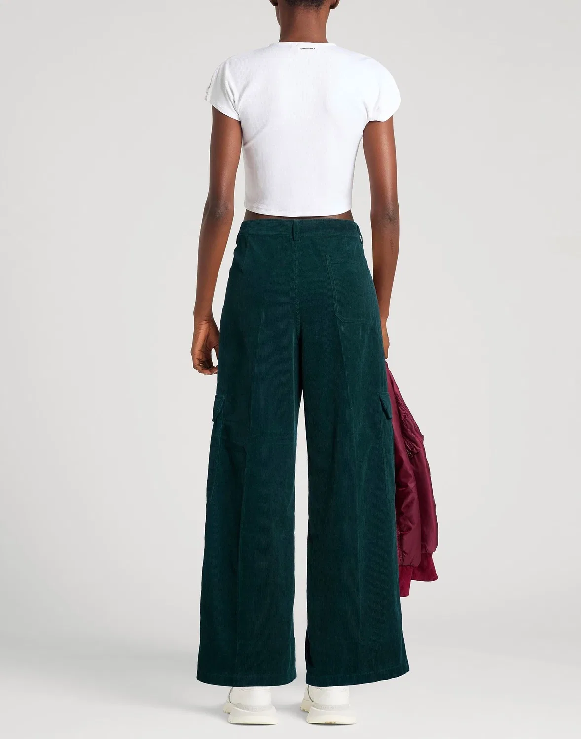 Женские карго-брюки из вельвета с логотипом Acne Studios, темно-зеленый — фото 3