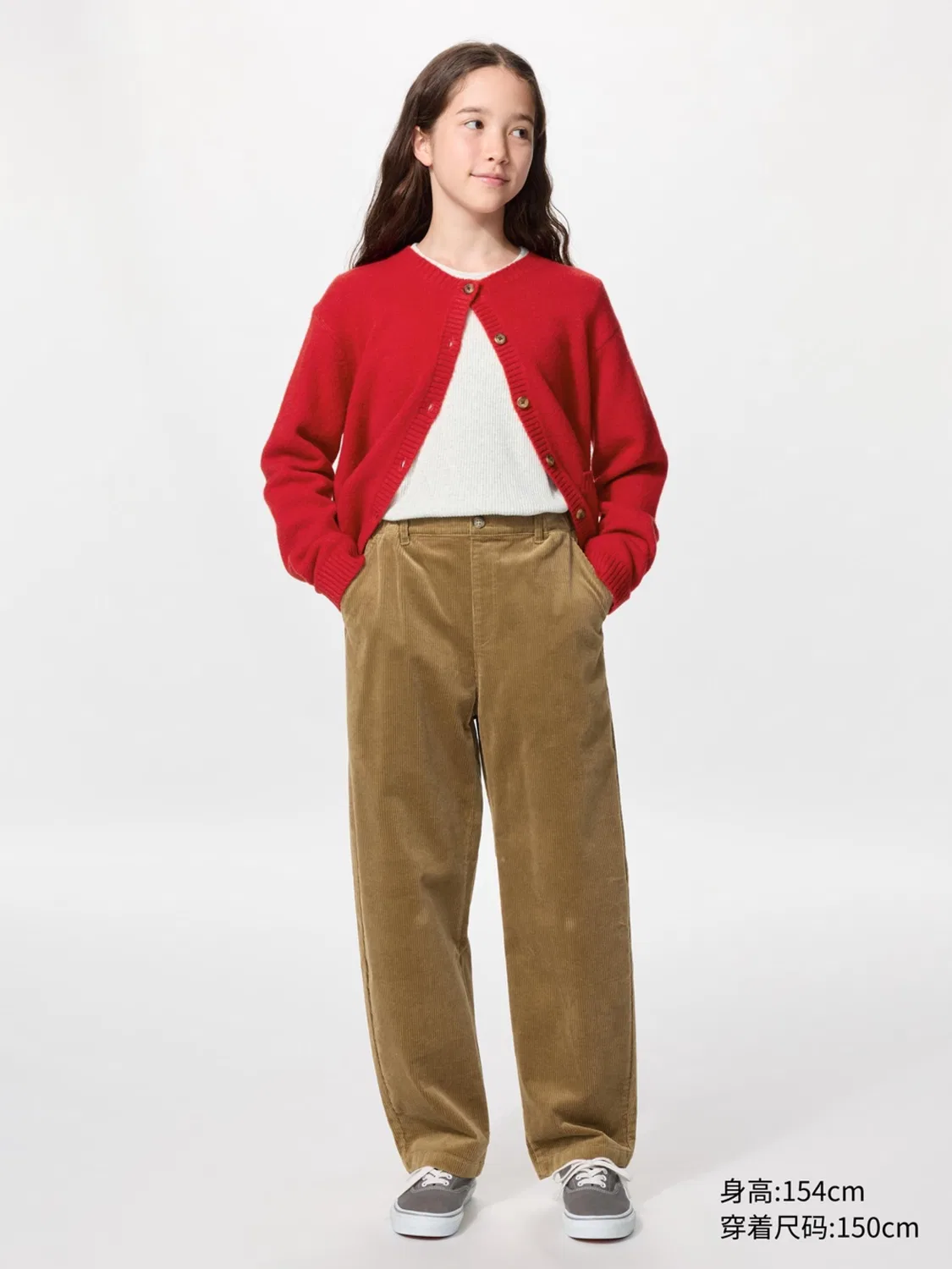 Детские брюки-клеш из вельвета Uniqlo, молочный — фото 3