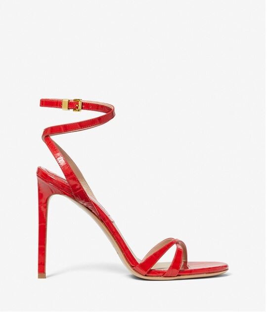 

Босоножки с тиснением под питона MIchael Kors Chrissy Metallic Python Embossed Leather, красный