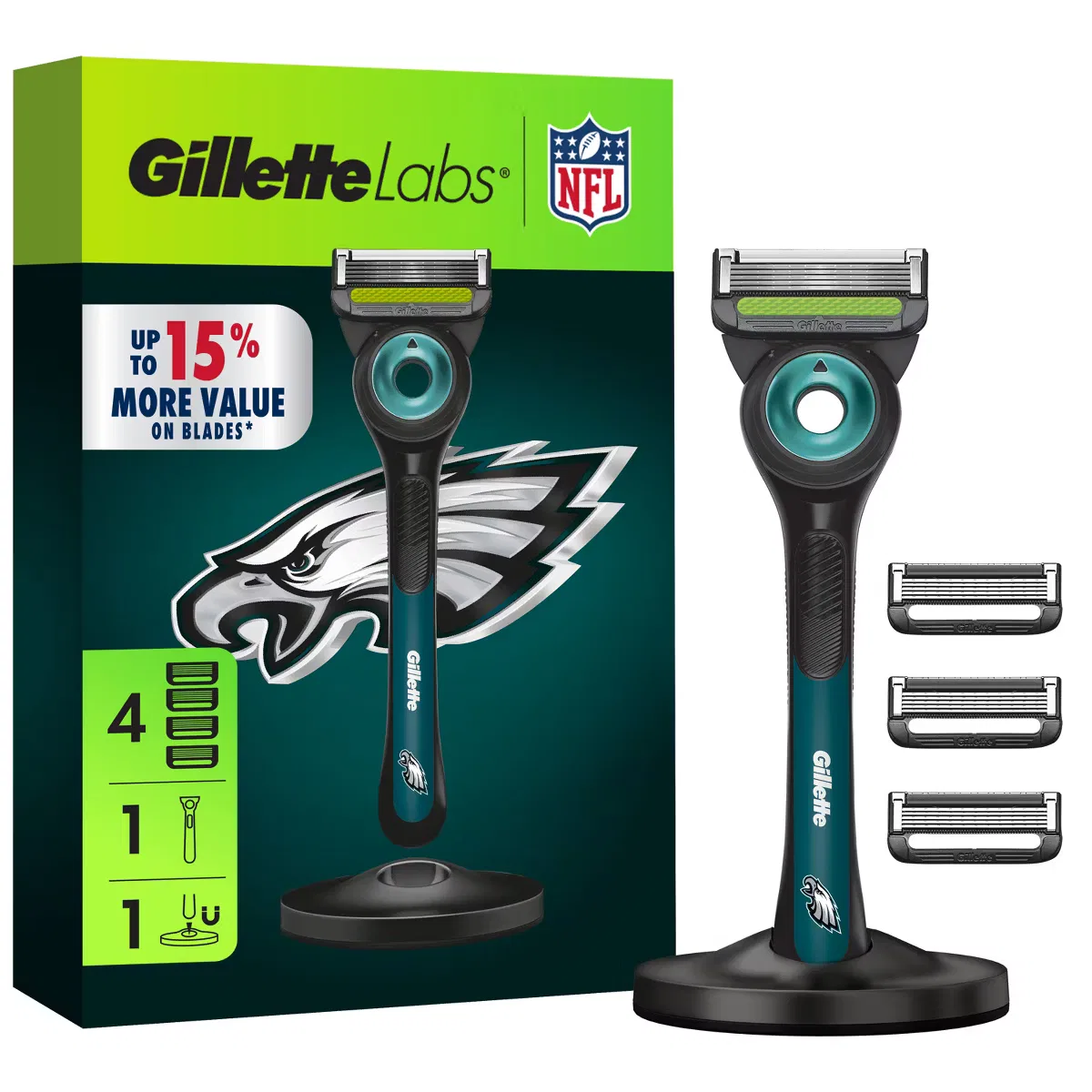 Бритвенный станок мужской с 5 лезвиями и магнитной подставкой Philadelphia Eagles Gillette