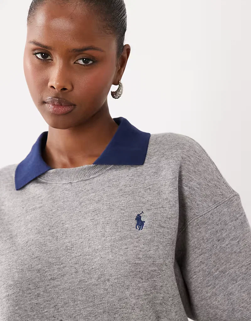 Толстовка Polo Ralph Lauren с контрастным воротником, темно-синий — фото 3