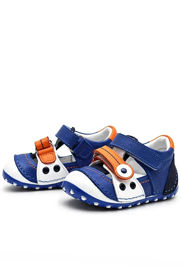 Детские туфли для девочек с ортопедической стелькой Genuine leather orange velcro summer first step shoes Nıno, Orange — фото 4