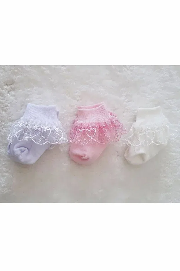 Детские носки для девочек с кружевом Babette Socks Hepsine Rakip, Pink — фото 2
