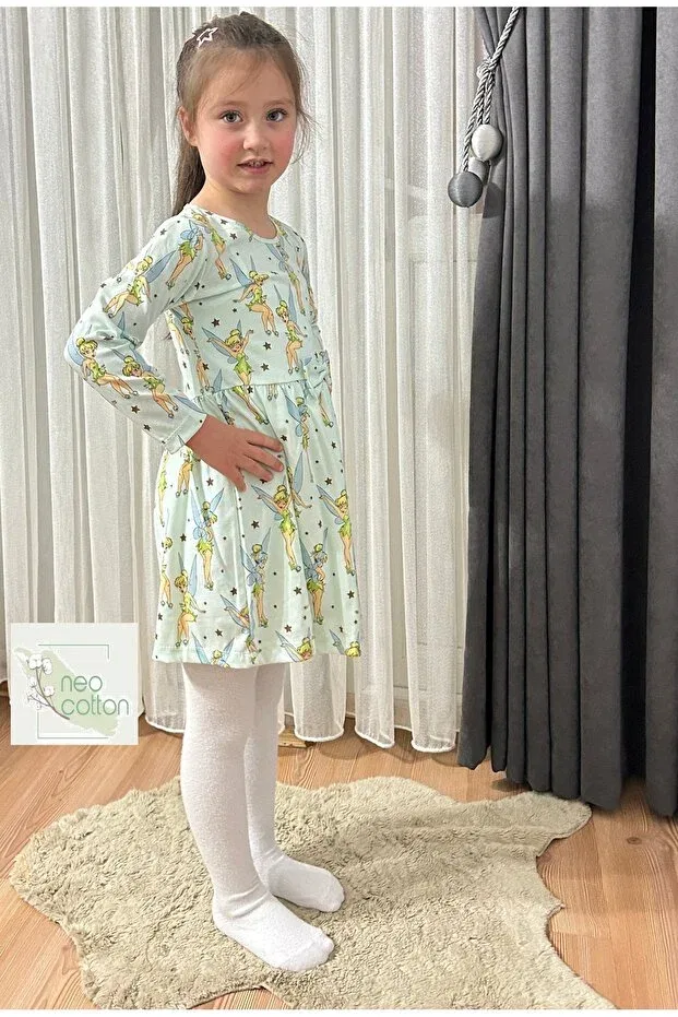 Детское платье для девочек с длинным рукавом Neocotton, Green-Patterned