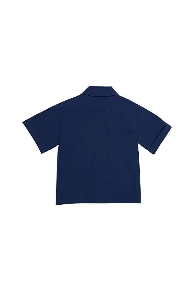 Детская рубашка для мальчиков с коротким рукавом Manimani, Navy Blue — фото 4