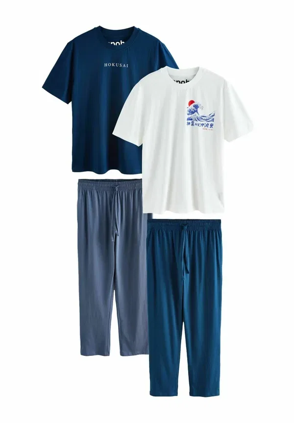 Пижамный комплект из 2 предметов, хлопок, Regular fit - hokusai short sleeve set 2 pack, Next, темно-синий/White
