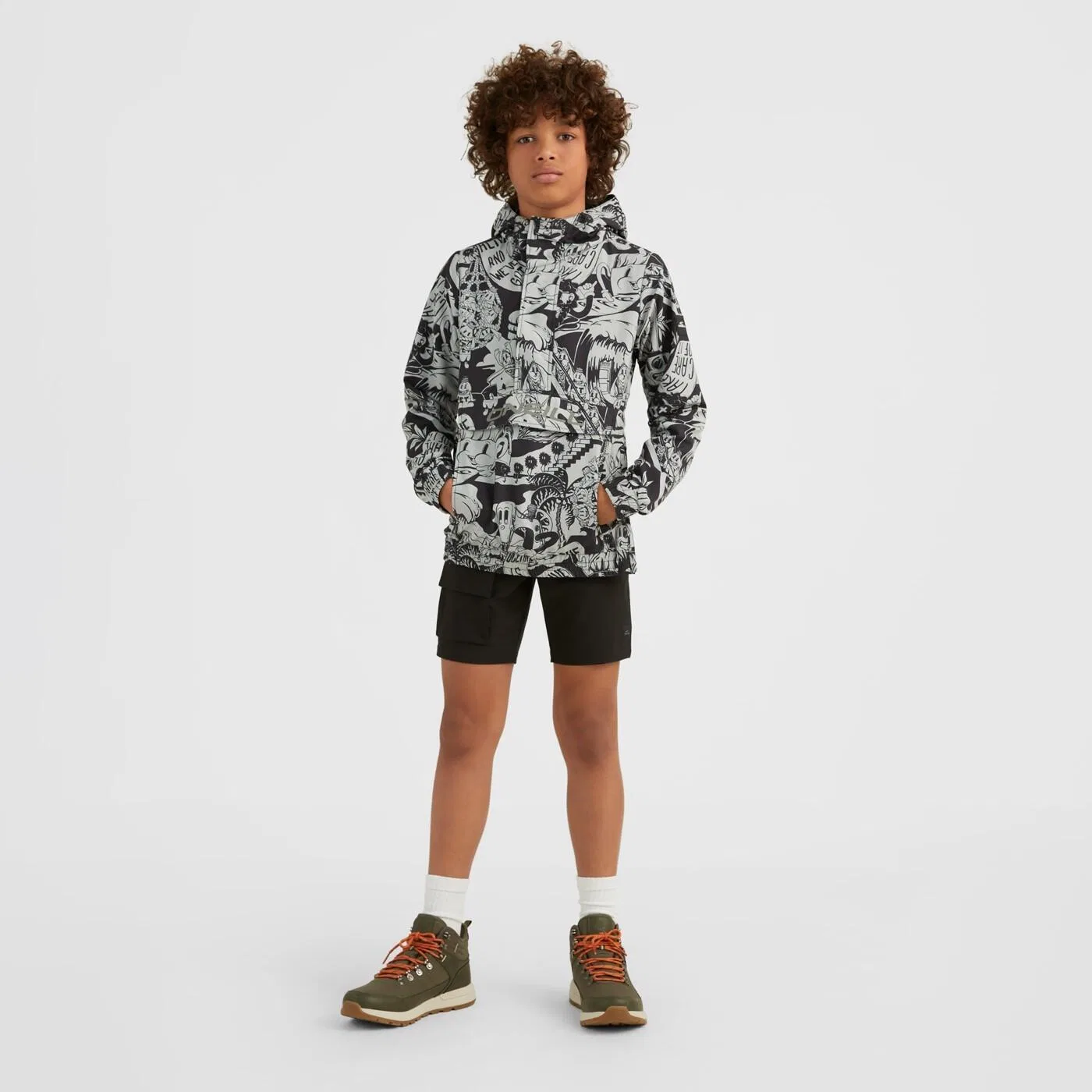 Детская ветровка для мальчиков O'Neill Outdoor, Цвет: Schwarz Hellgrau — фото 2