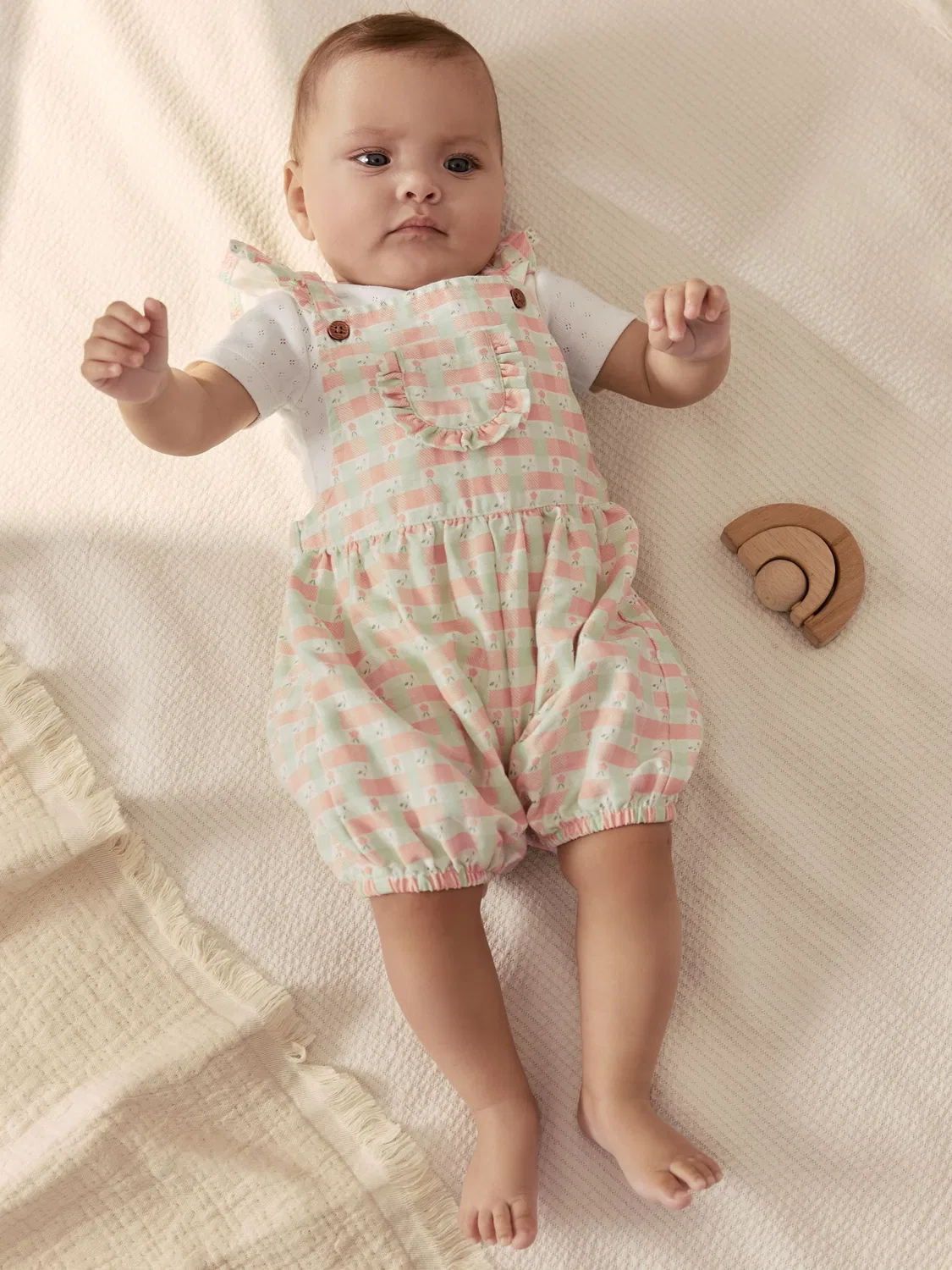 Комбинезон и боди, в клетку, Pink Check Baby Next, Розовый — фото 2