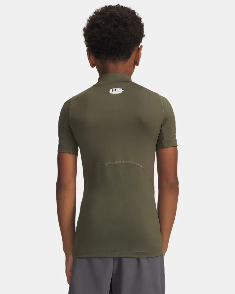 Футболка с коротким рукавом и высоким воротом HeatGear Mock UnderArmour, Marine Od Green/White — фото 2