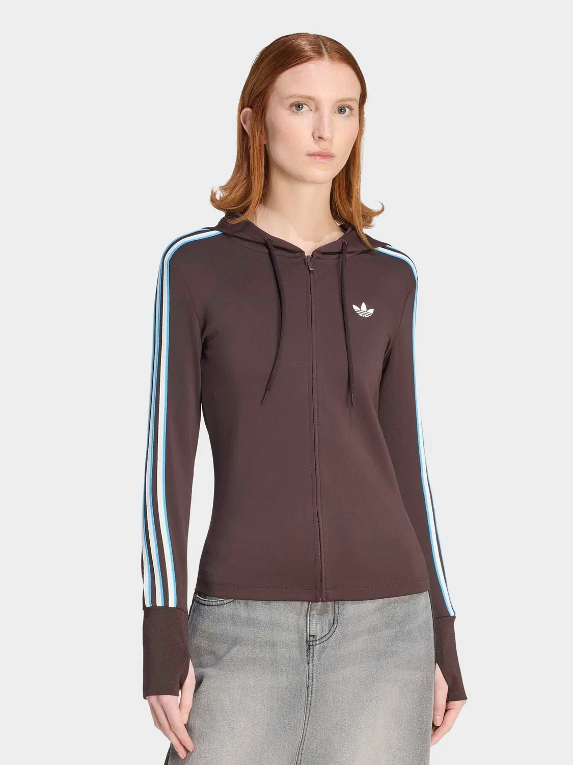 Худи с капюшоном, три полоски, adidas Originals, коричневый