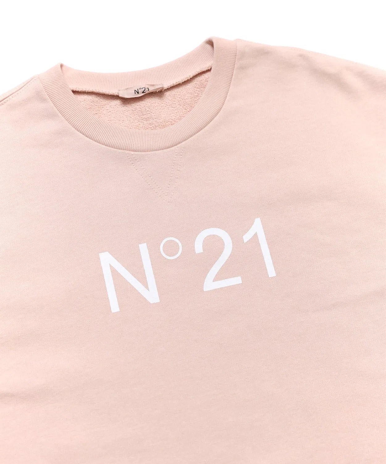 Детское платье для девочек с коротким рукавом с брендовым логотипом N°21, Pink Beige — фото 3