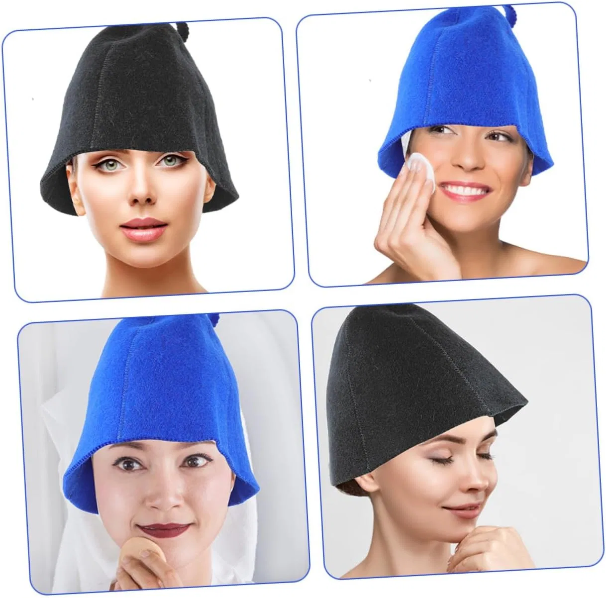 Шапочка для сауны из шерсти, 2 шт, DIYEAH, 35x23x1 см, Blue — фото 3