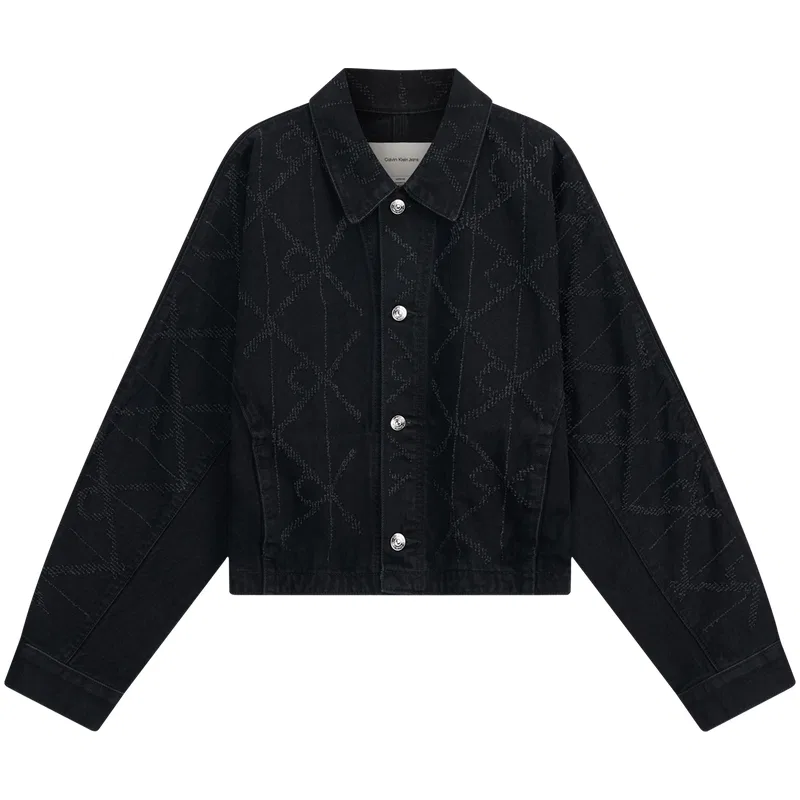 Женская джинсовая куртка с воротником-лацканом 4B3 Space Black, Calvin Klein, Space Black