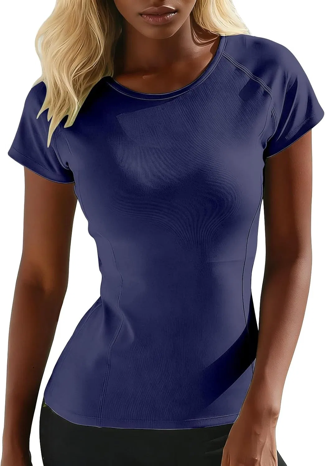 Женская длинная футболка для тренировок Stretchy Slim Fit, Dark Blue