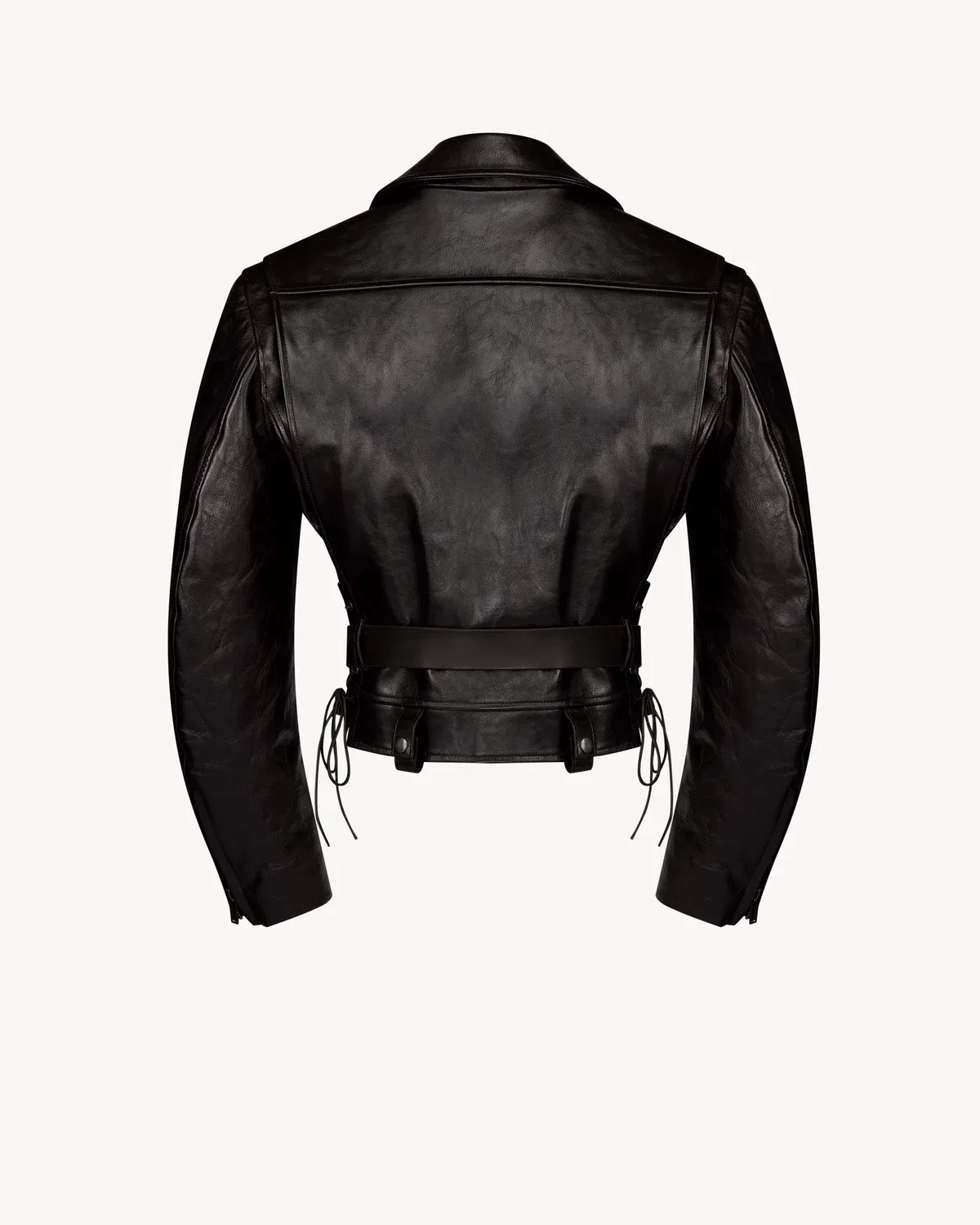 Косуха на шнуровке из зернистой кожи SAINT LAURENT, коричневый — фото 4