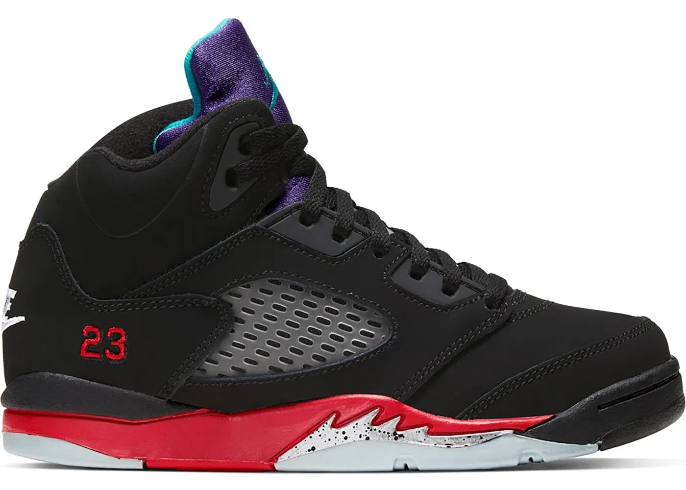 Детские кроссовки Top 3 Jordan 5 Retro Jordan, Black/Fire Red-Grape Ice-New Emerald