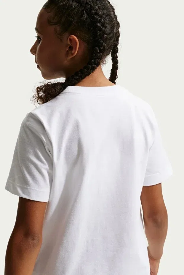 Детская футболка для девочек с принтом Sportswear Kids Tee Box Hoops Kids Tee Graphic Printed Children's T-Shirt Nike, White — фото 3
