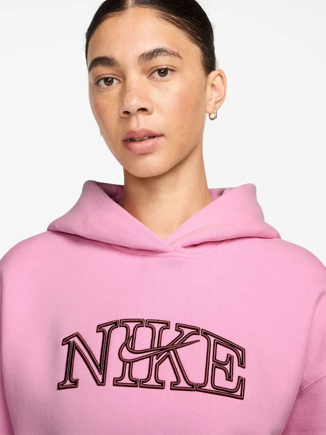 Худи Nike Pink Rise Studio Fleece Oversized Pullover, розовый — фото 3