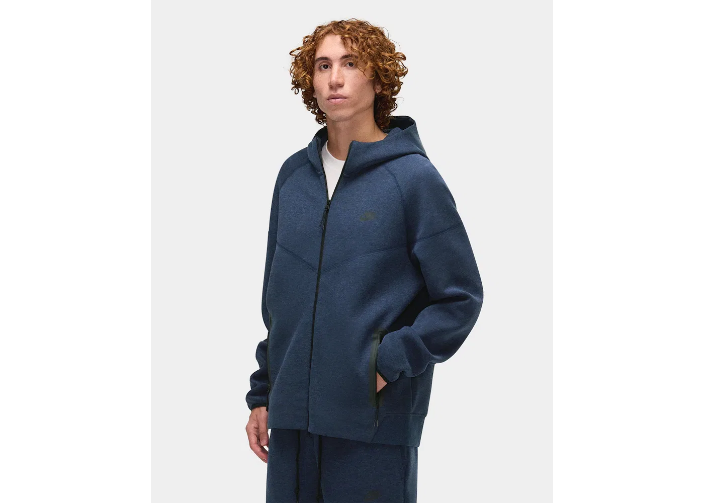 Мужская худи с молнией Nike Sportswear Tech Fleece Windrunner, Obsidian Heather/Black — фото 3