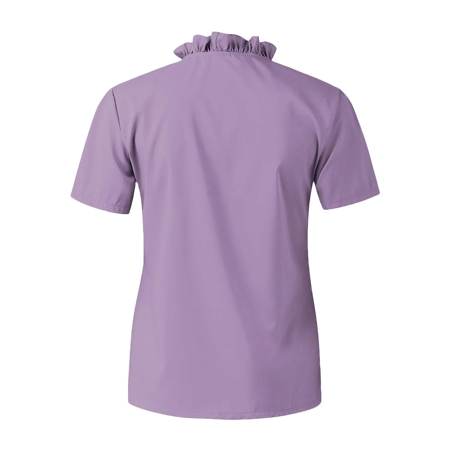 Женская блузка с V-образным вырезом и коротким рукавом с оборками, Purple — фото 4