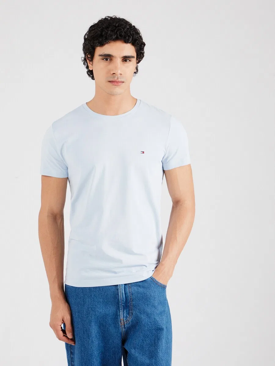 Рубашка TOMMY HILFIGER Slim fit 'Flag Embroidery Slim' светло-голубого цвета — фото 3