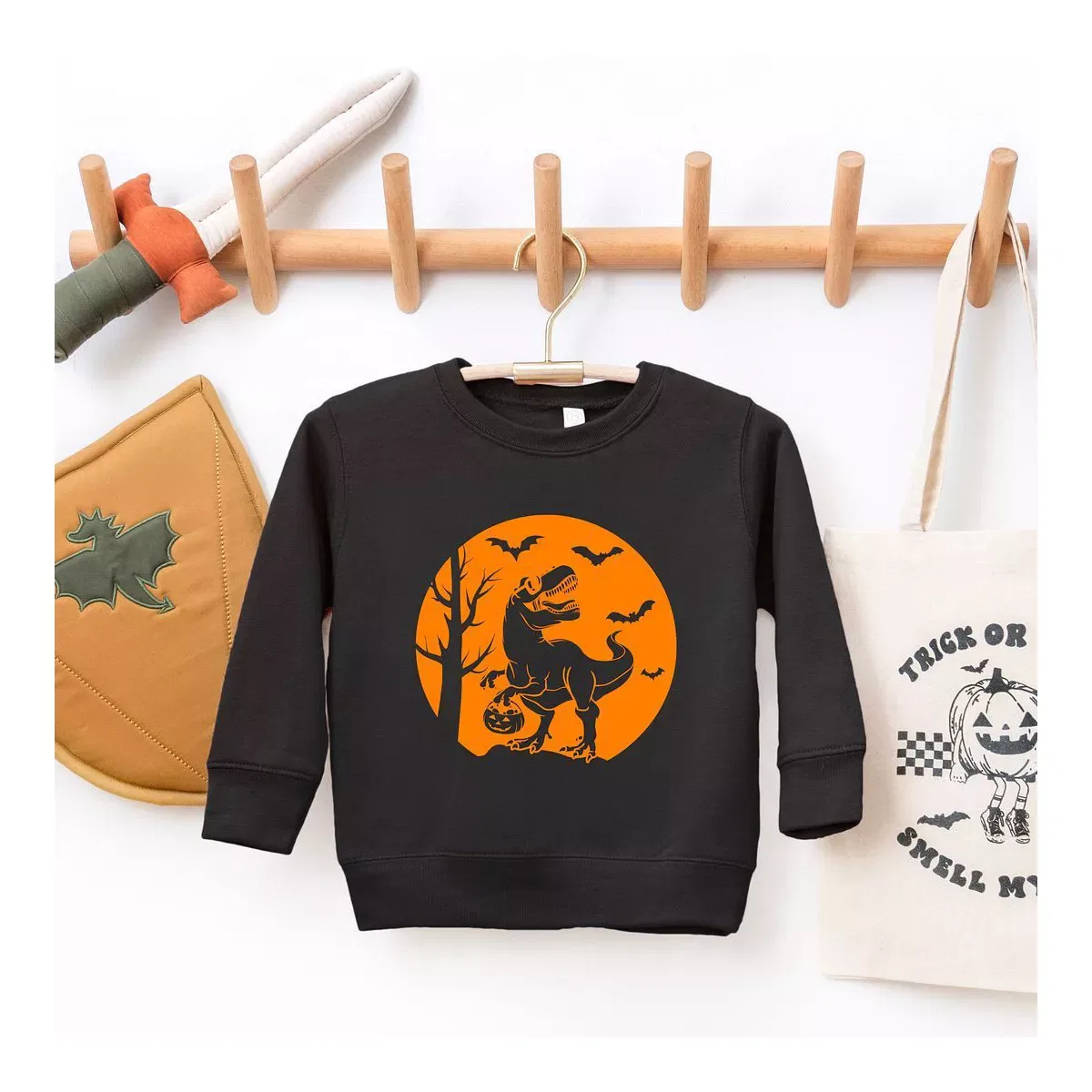 Детский свитшот с принтом Dinosaur Moon The Juniper Shop, Black — фото 2