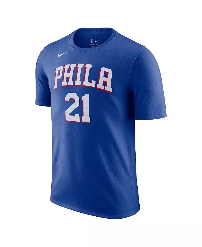 Мужская футболка с именем и номером Joel Embiid Royal Philadelphia 76ers Icon 2022/23 Nike, синий — фото 2