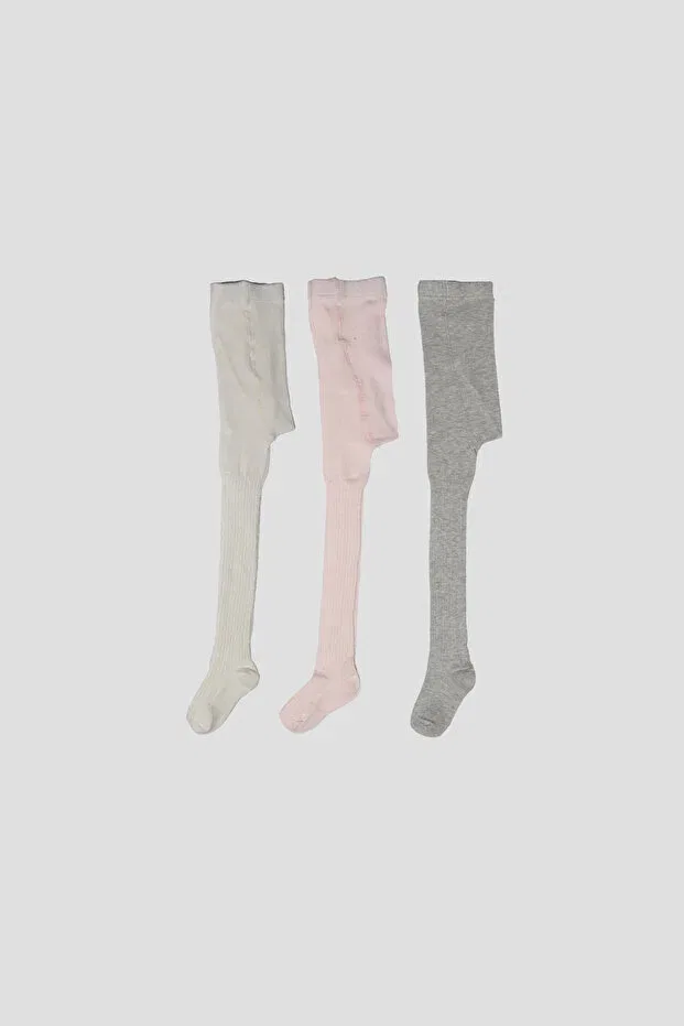 Детские колготки для девочек хлопковые 3 шт Defne Baby, Navy Blue-Grey-White — фото 4