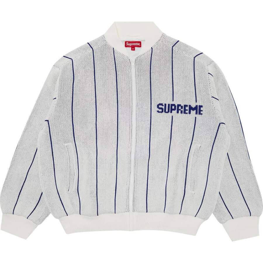 

Жакет Supreme Pinstripe Varsity Zip Up, белый