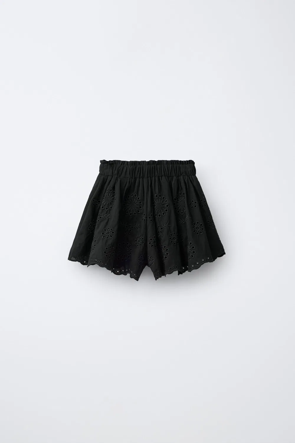 Шорты-бермуды с швейцарской вышивкой ZARA, Black — фото 2