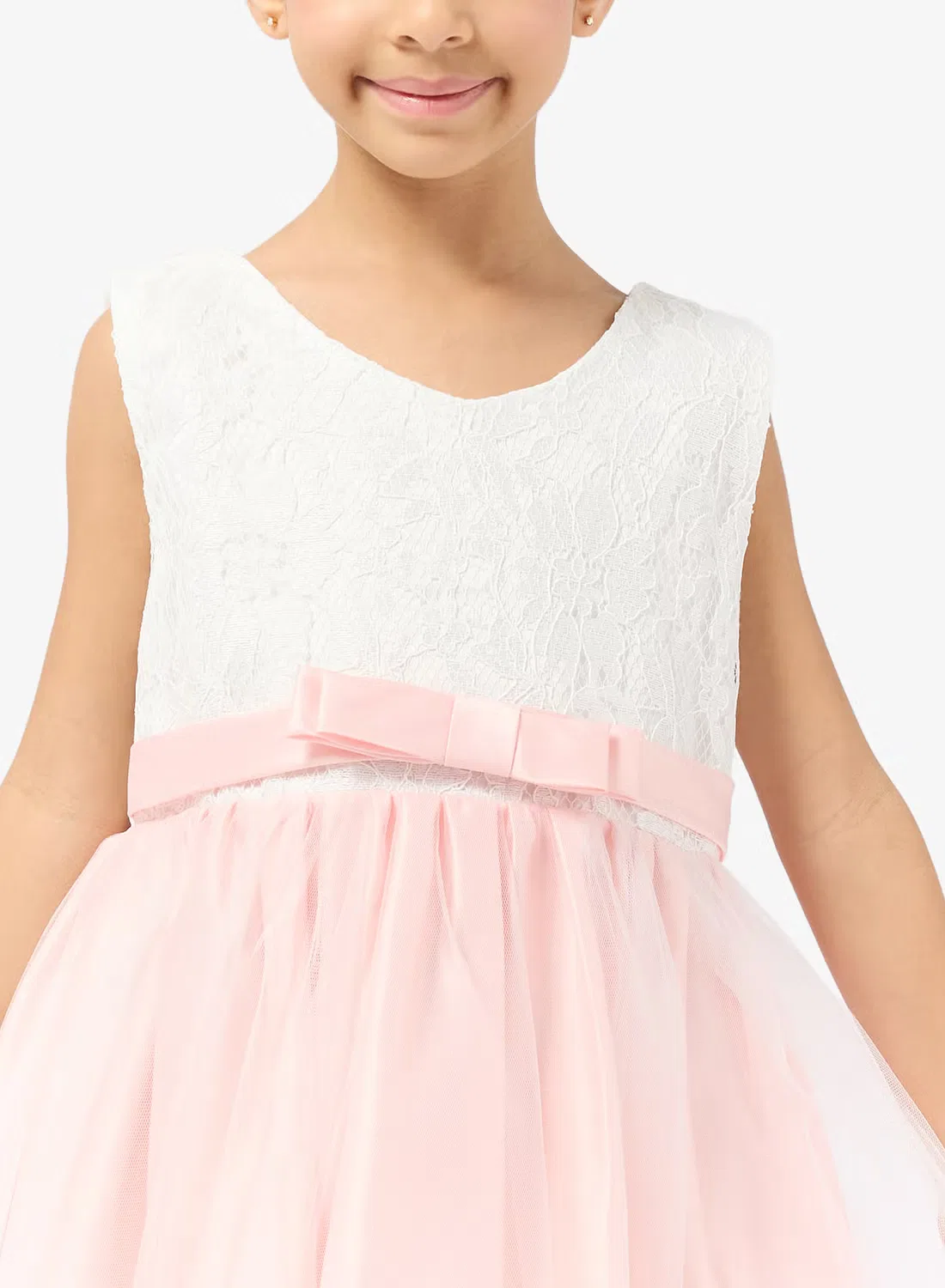 Платье с бантом и кружевом Occasion bow lace Pinata, светло-розовый — фото 3